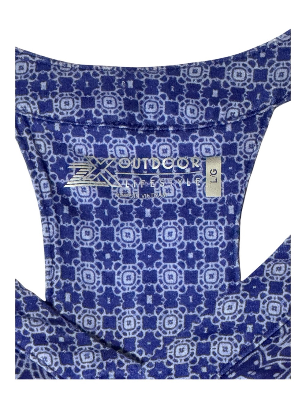 Blue Patterned Racer-Back One-Piece Dress - Picture 3 of 3